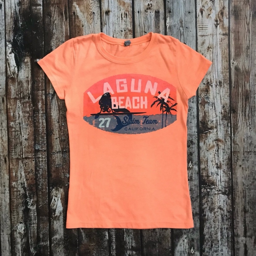 Orange Laguna Beach Mermaid Tee ~ M (8-9)